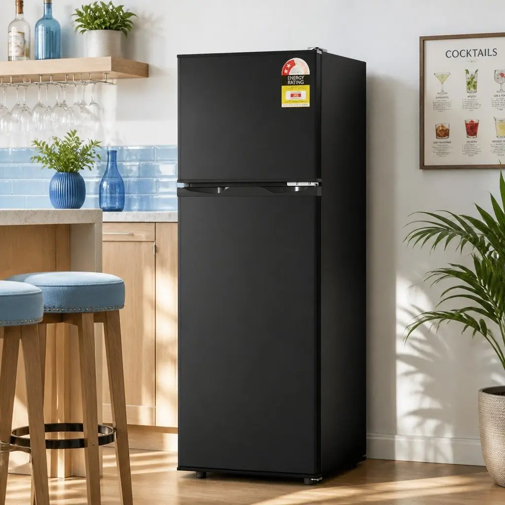 Mini Fridge Freezer for Bar Office Garage 122L Two Door Compact Black