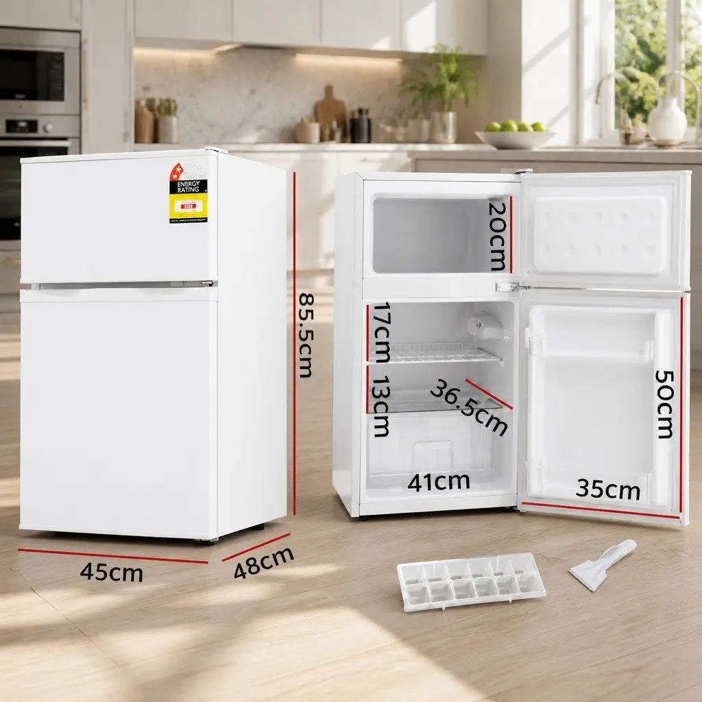 Bar Fridge for Home Office Commercial Spaces 85L White Mini Freezer Dual Temperature Zone
