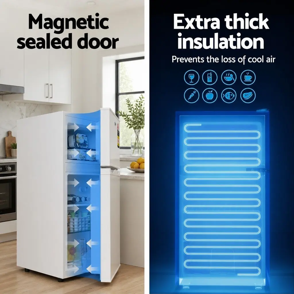 Bar Fridge for Home Office Commercial Spaces 85L White Mini Freezer Dual Temperature Zone