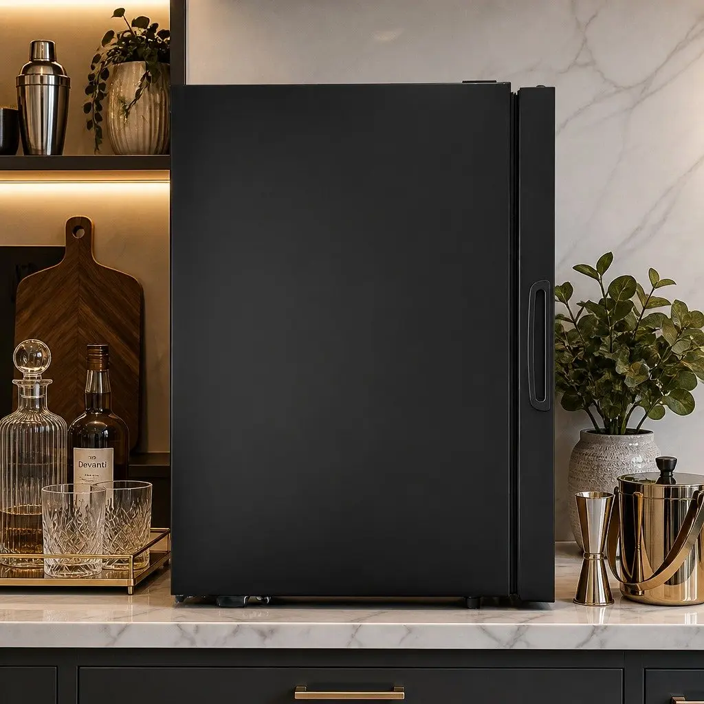 56L Bar Fridge Glass Door Countertop Cooler Mini Beverage Chiller Display Black