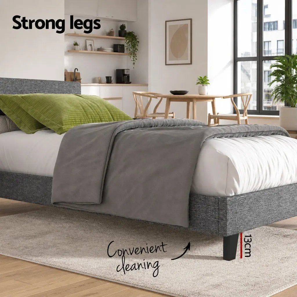 Grey Upholstered Single Bed Frame