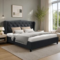 Queen Bed Frame Dimensions: 214.5 x 166 x 104.5 cm, Steel & Wood