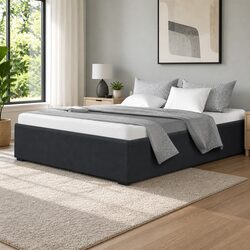Gas Lift Bed Frame for Queen Mattress - Charcoal Upholstered