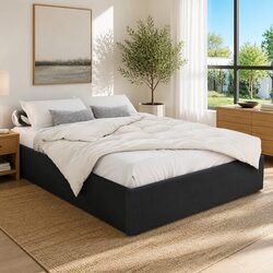 Gas Lift Bed Frame for Queen Mattress - Charcoal Upholstered