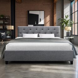 Grey Upholstered Double Bed Frame Specifications and Features