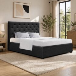 Double Gas Lift Bed Frame - Charcoal with Storage Features