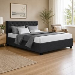 Queen Bed Frame Specifications: Gas Lift and Tufted Design