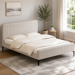 Specifications of the Beige Upholstered Queen Bed Frame