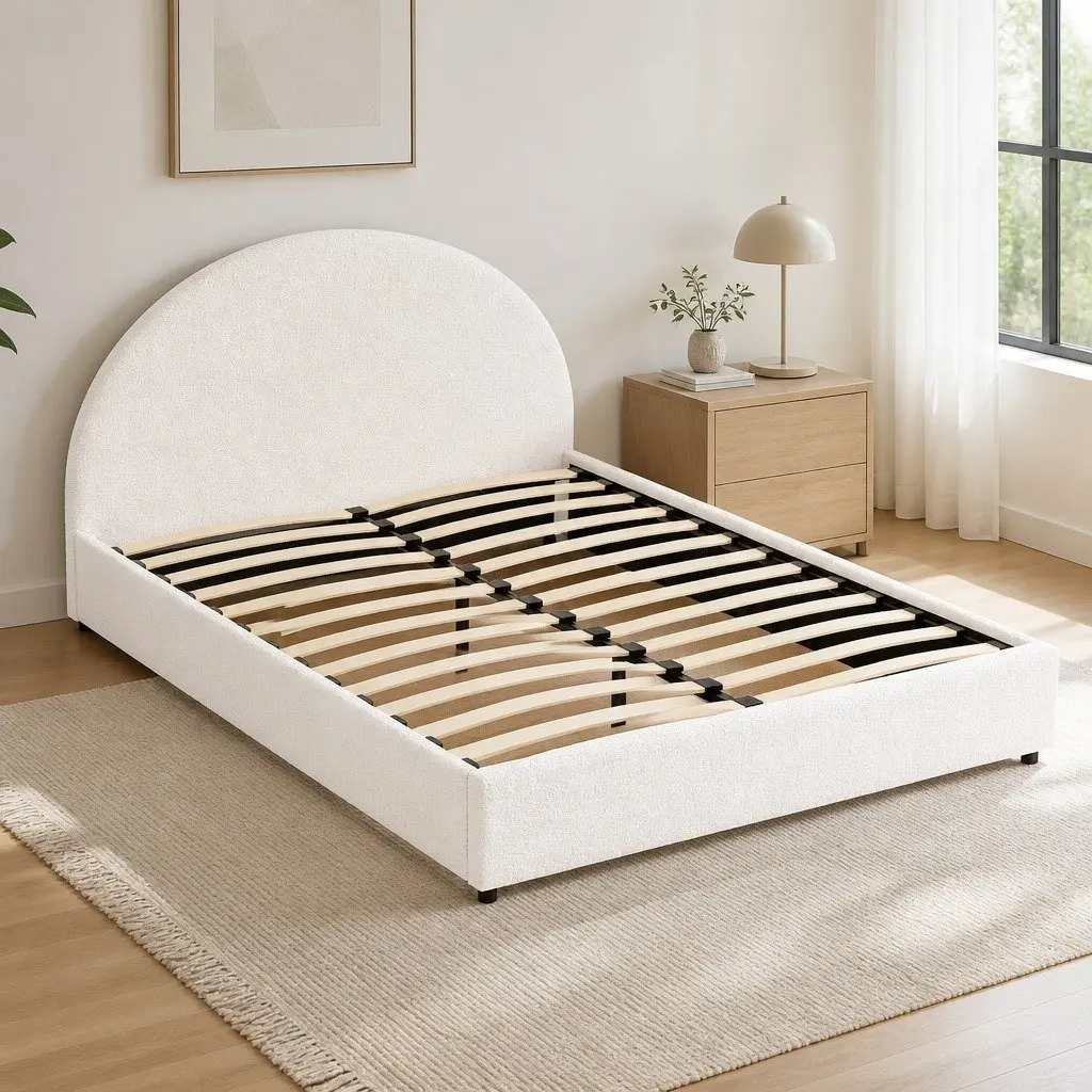 Double Gas Lift Storage Bed Frame for Bedroom Double Size Boucle Fabric