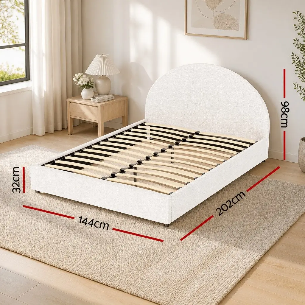 Double Gas Lift Storage Bed Frame for Bedroom Double Size Boucle Fabric