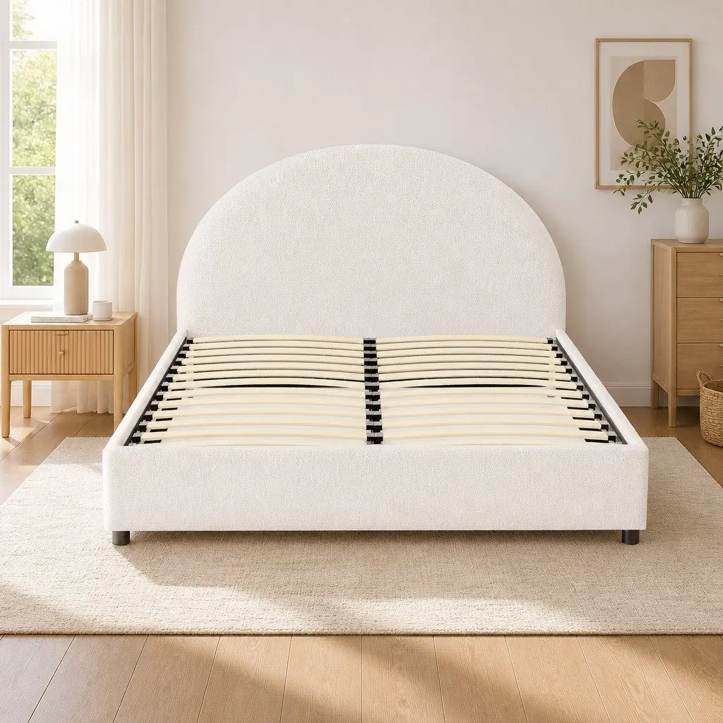 Double Gas Lift Storage Bed Frame for Bedroom Double Size Boucle Fabric