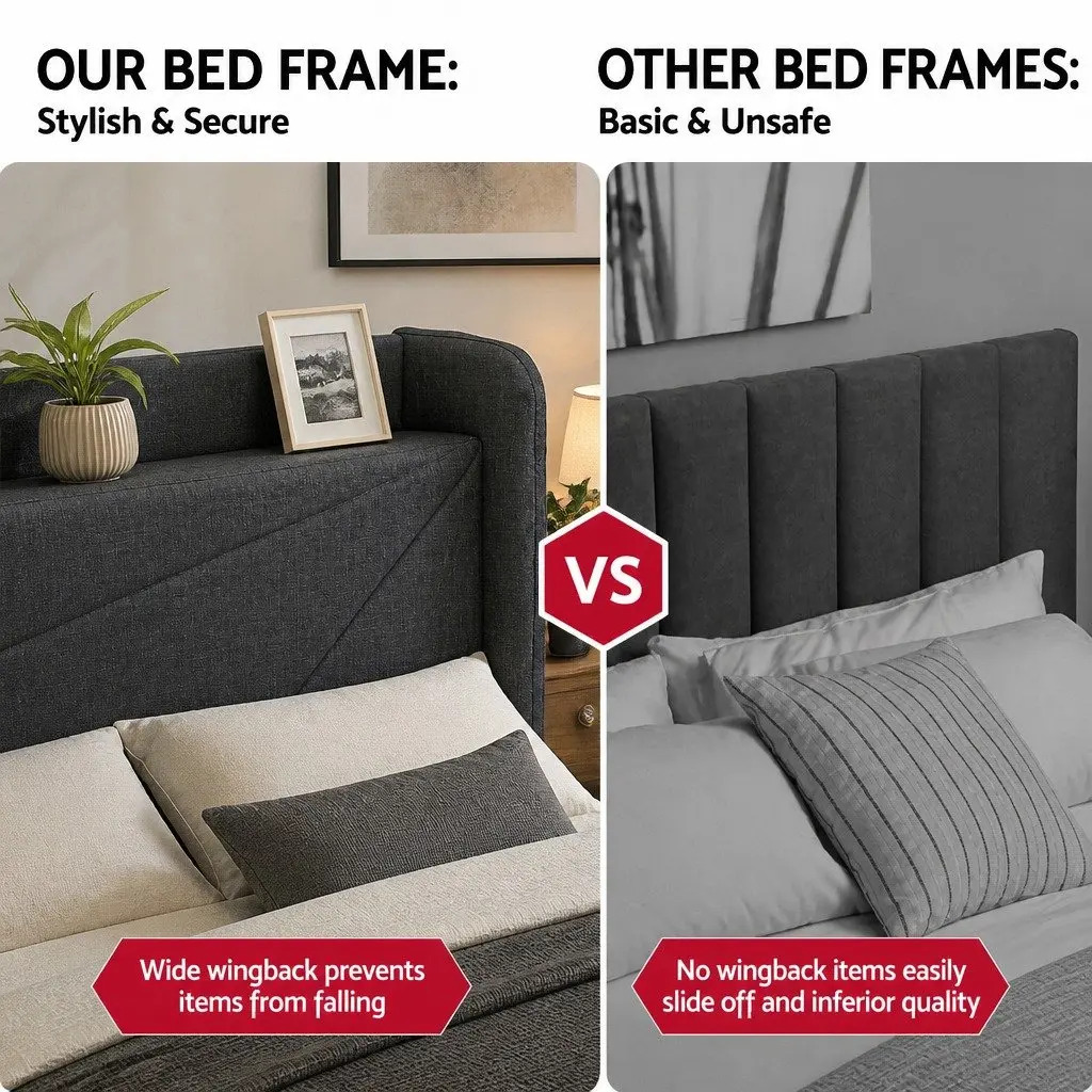 Double Bed Frame Gas Lift Storage Upholstered Headboard Charging Ports