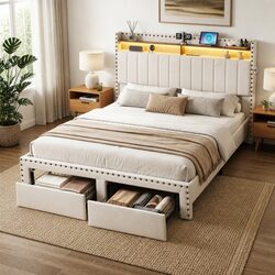 Queen Upholstered Bed Frame: Specs and Features