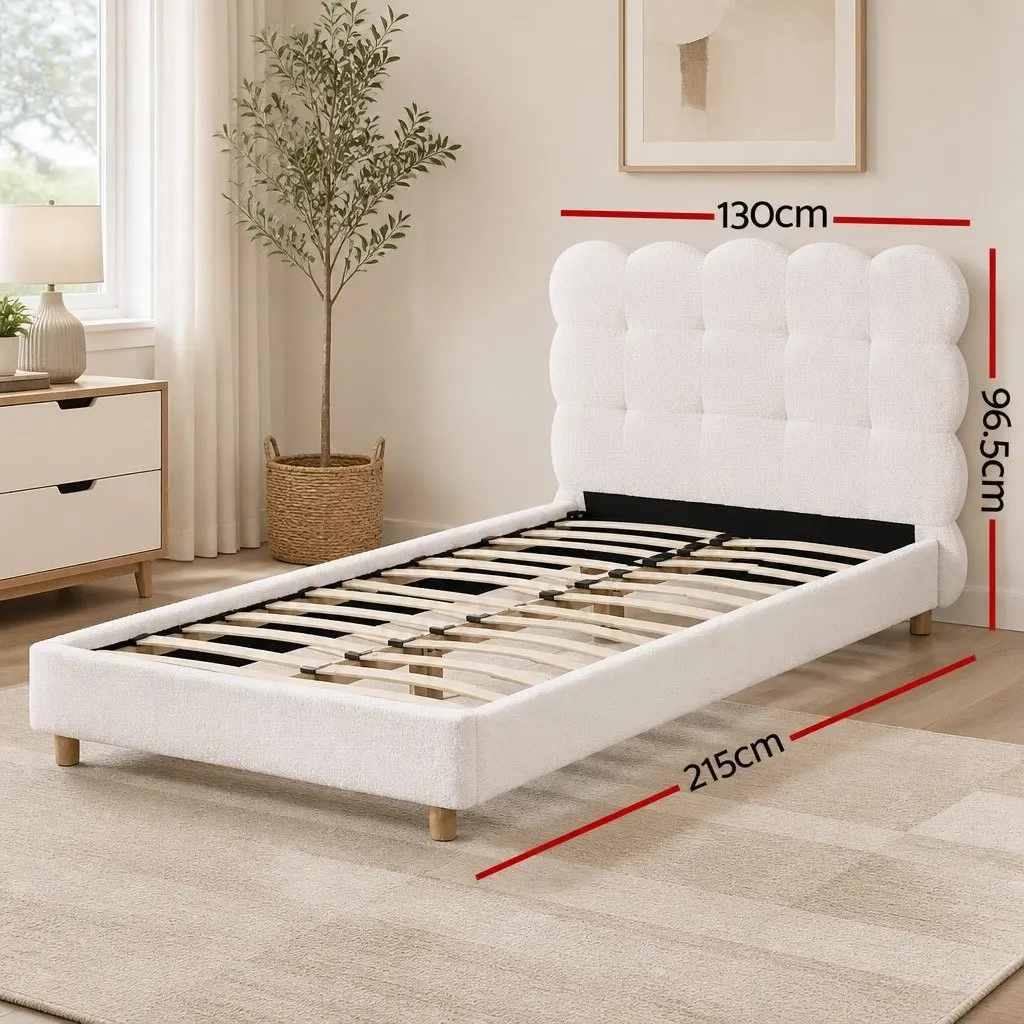 King Single Bed Frame with Cloud Headboard