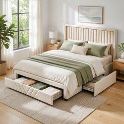 Queen Bed Frame Specifications: USB Charging, Storage