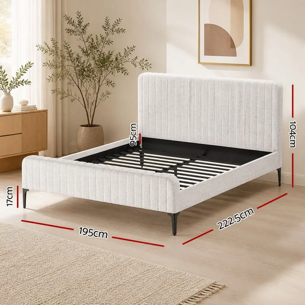 King Bed Frame with Mattress Set Upholstered Platform Base for Bedroom Standard Size