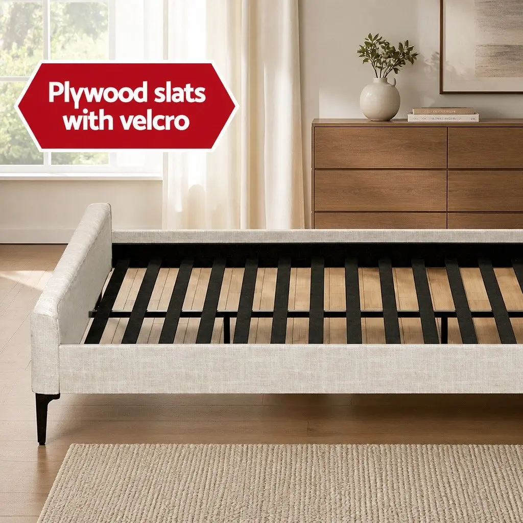 King Bed Frame with Mattress Set Upholstered Platform Base for Bedroom Standard Size