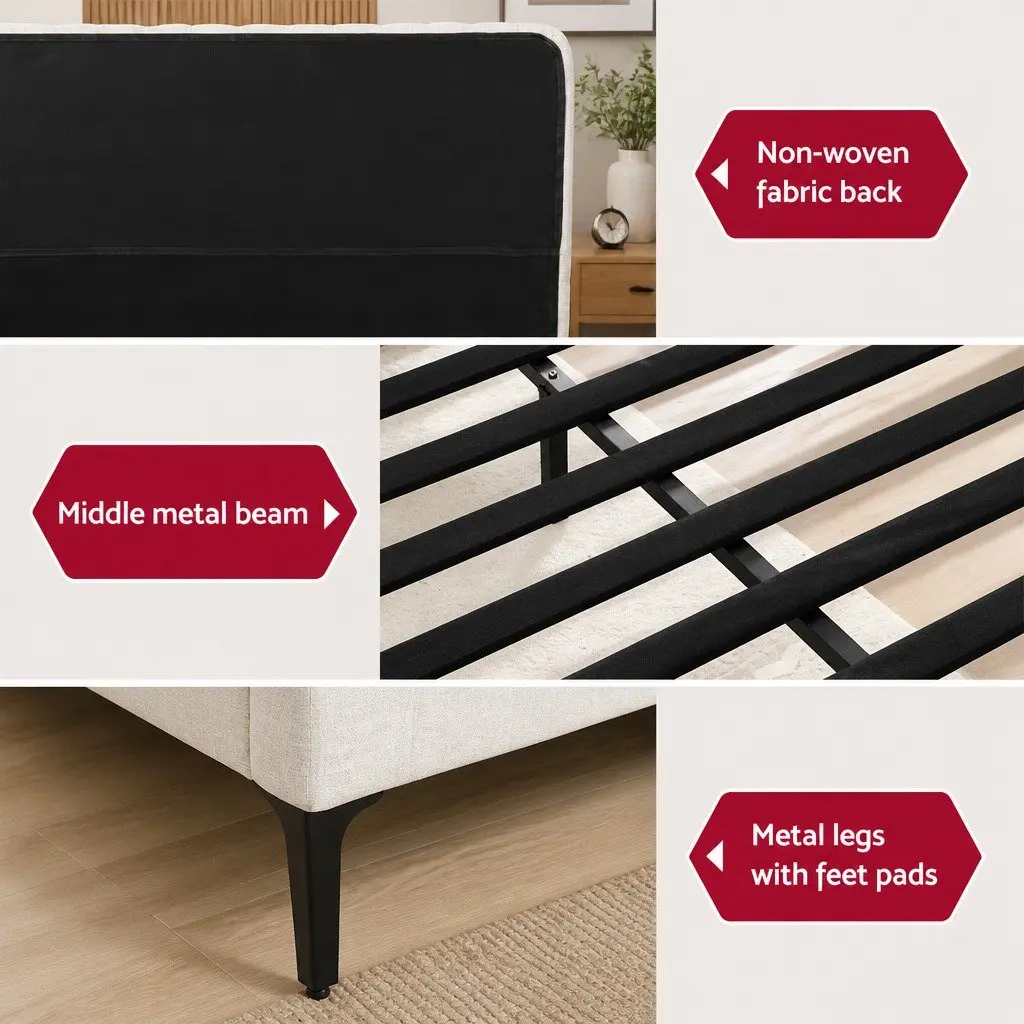 King Bed Frame with Mattress Set Upholstered Platform Base for Bedroom Standard Size