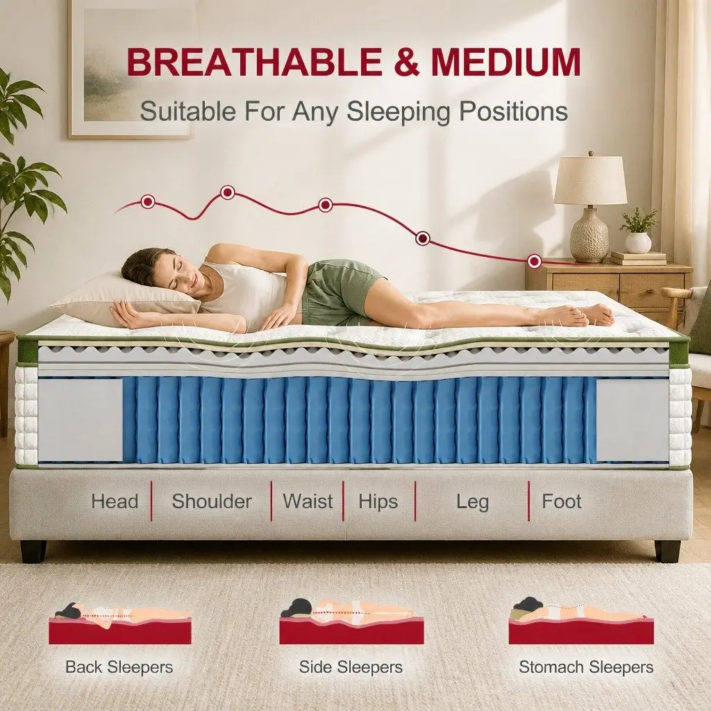 King Bed Frame with Mattress Set Upholstered Platform Base for Bedroom Standard Size