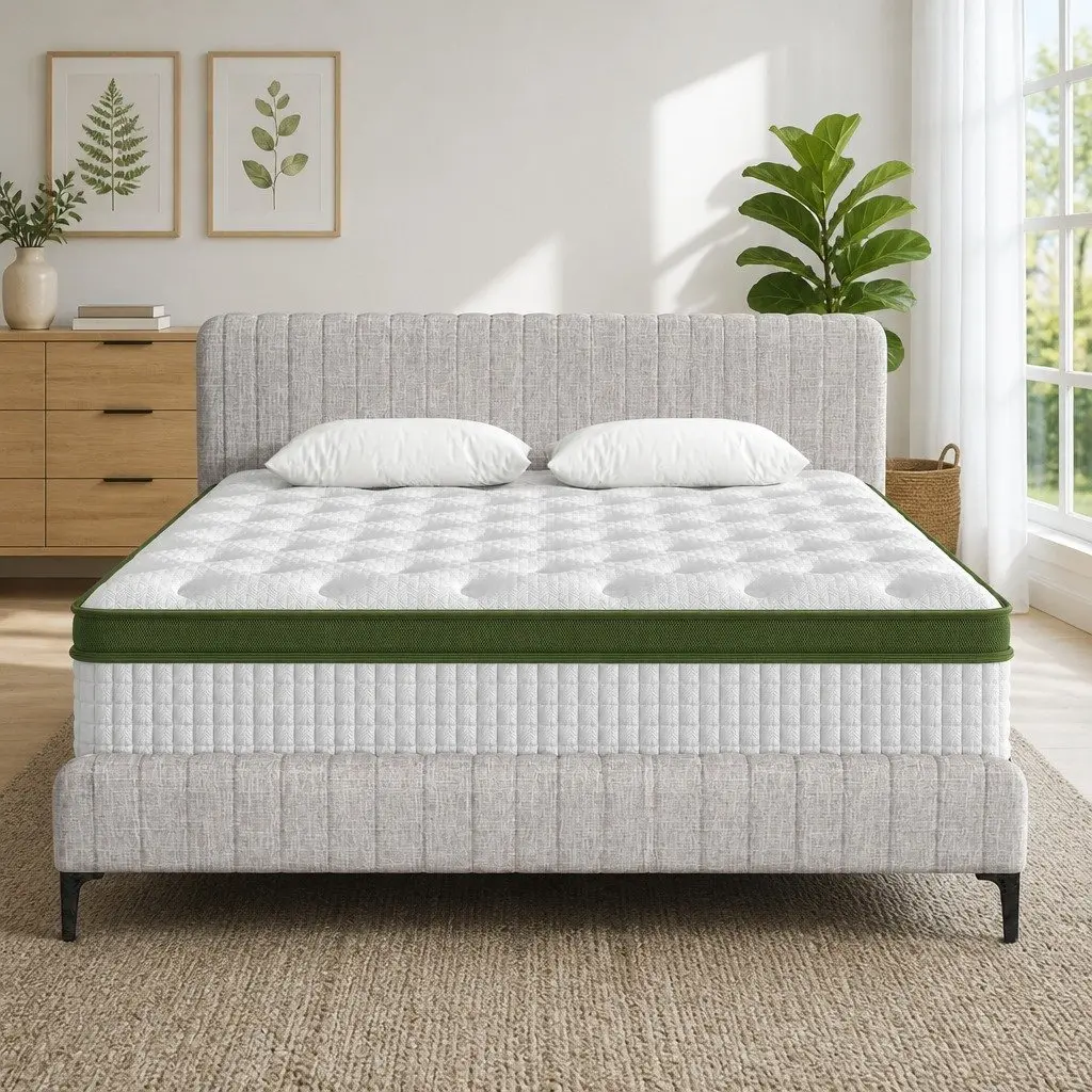 King Bed Frame with Mattress Set Upholstered Platform Base for Bedroom Standard Size