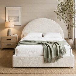 Queen Bed Frame with Gas Lift Storage and 2-Drawer Table