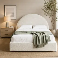 Queen Bed Frame with Gas Lift Storage and 2-Drawer Table