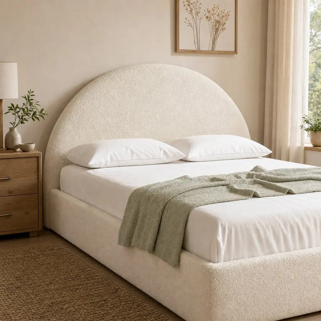 Queen Bed Frame with Gas Lift Storage and 2-Drawer Table