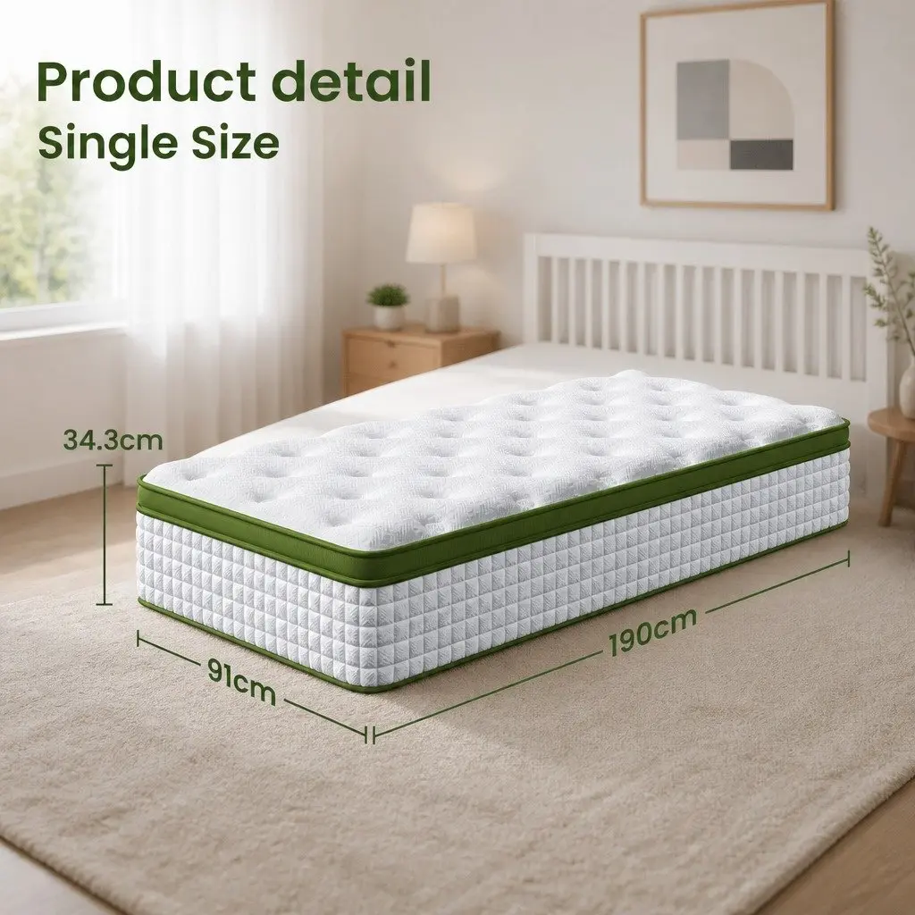 Single Bed Frame and Hybrid Mattress Technical