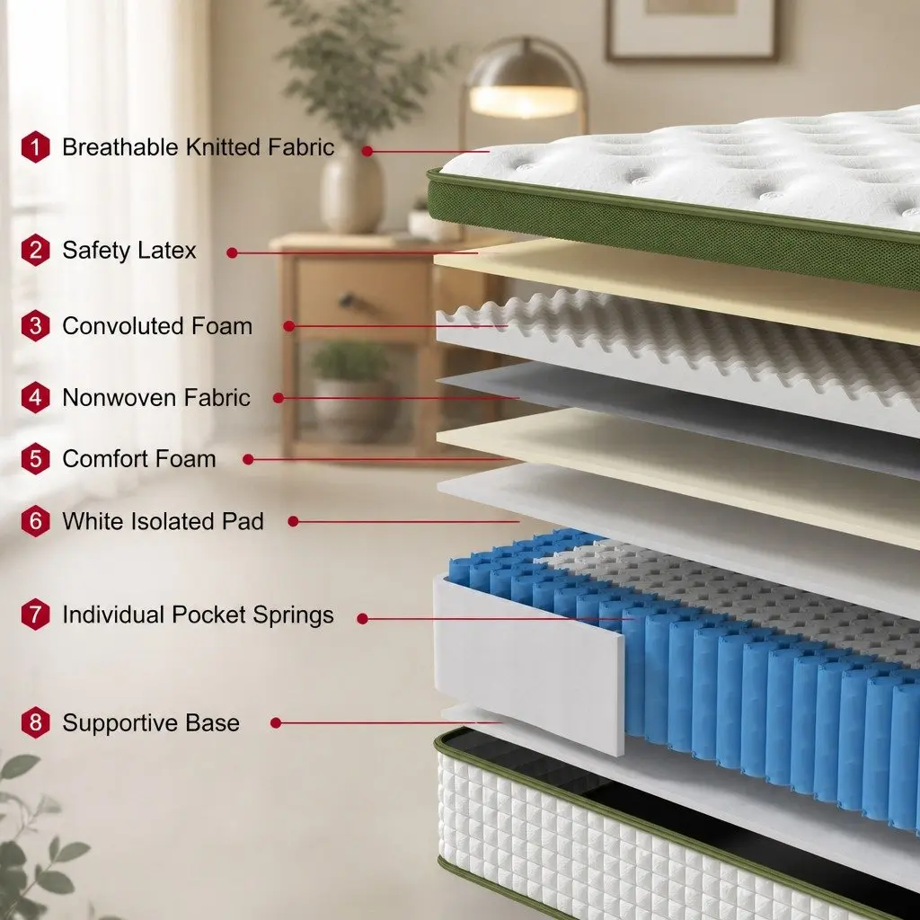 Single Bed Frame and Hybrid Mattress Technical
