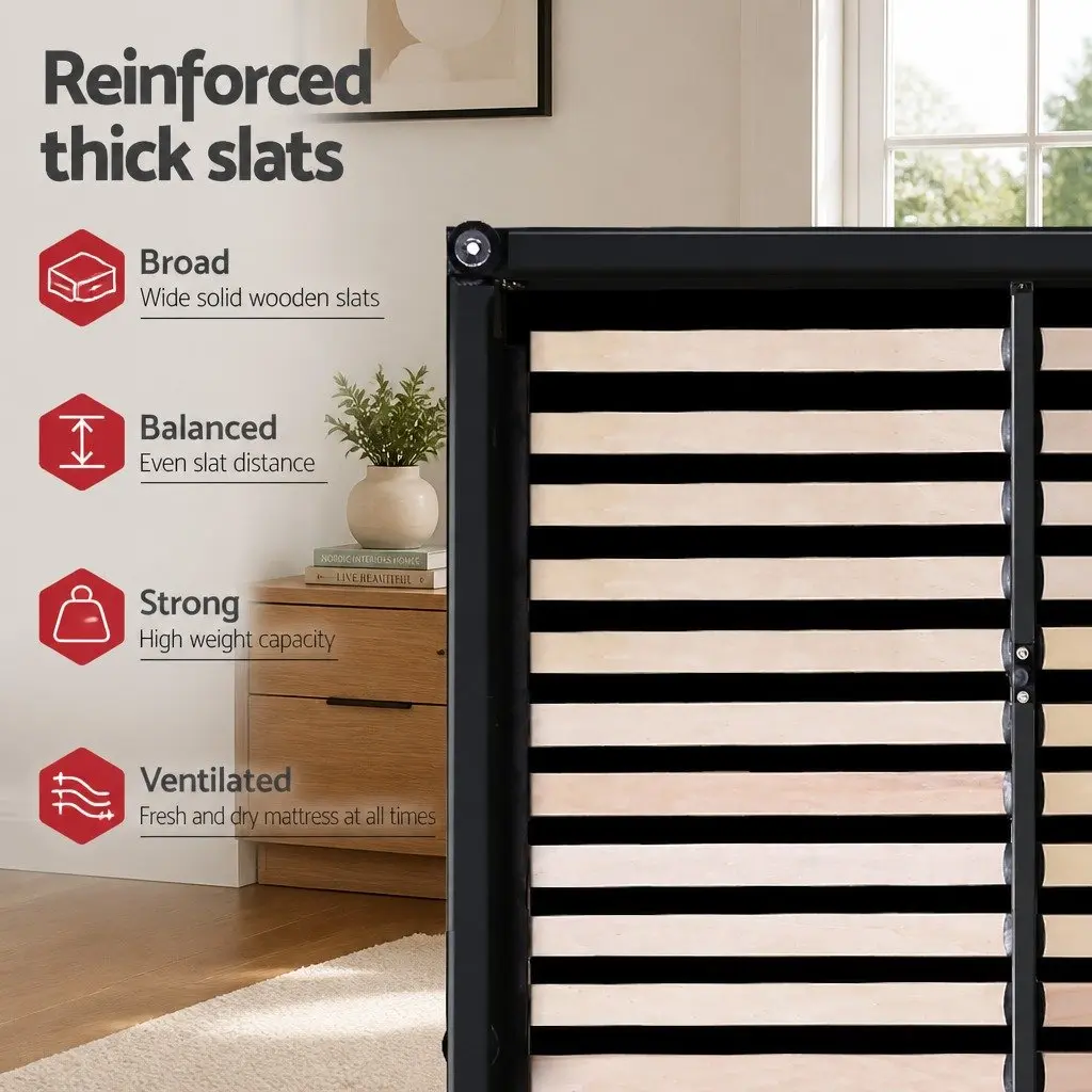 Queen Gas Lift Bed Frame with Bedside Table