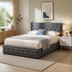 Queen Gas Lift Storage Bed Frame with 2-Drawer Bedside Table Bedroom Furniture