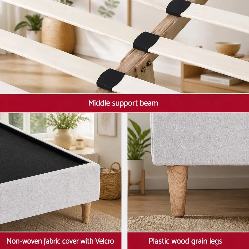 Queen Bed Frame with Storage for Bedroom Velvet Scalloped Headboard 217cm x 160cm x 33cm