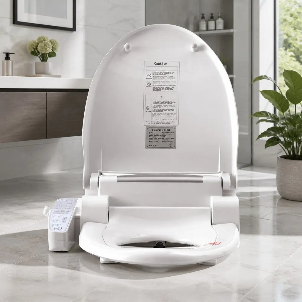 Electric Bidet Toilet Seat Cover Auto Smart Water Wash Dry Panel Control White