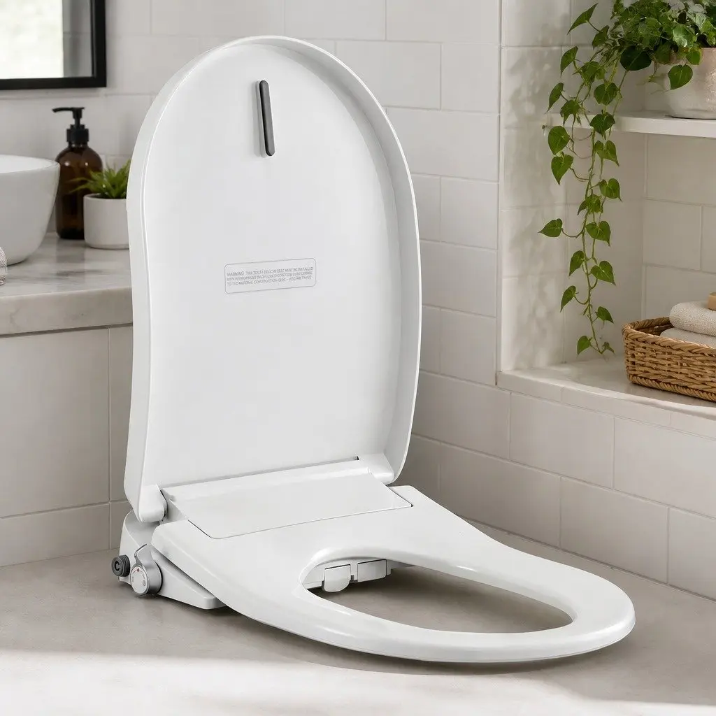 Electric Bidet Toilet Seat D-Shape Bathroom White Warm Water Air Dryer Heated Seat