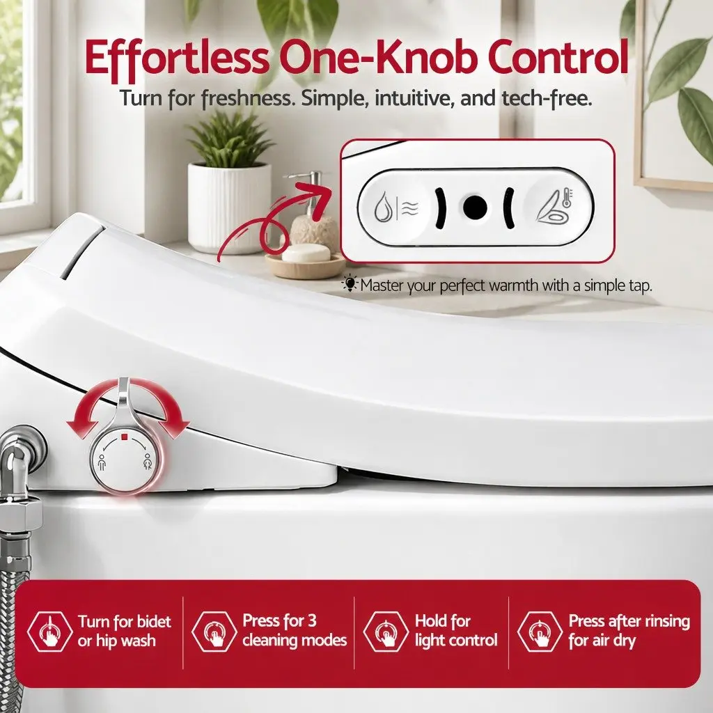 Electric Bidet Toilet Seat D-Shape Bathroom White Warm Water Air Dryer Heated Seat