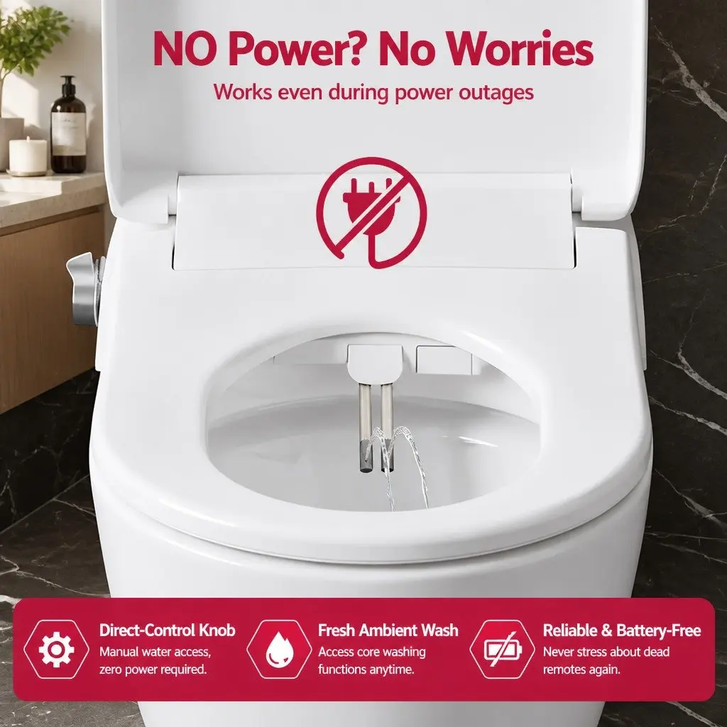Electric Bidet Toilet Seat D-Shape Bathroom White Warm Water Air Dryer Heated Seat