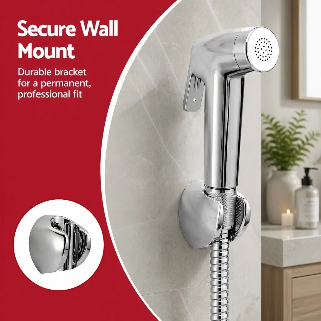 Handheld Bidet Sprayer Bathroom 1.5m Stainless Steel Hose Silver
