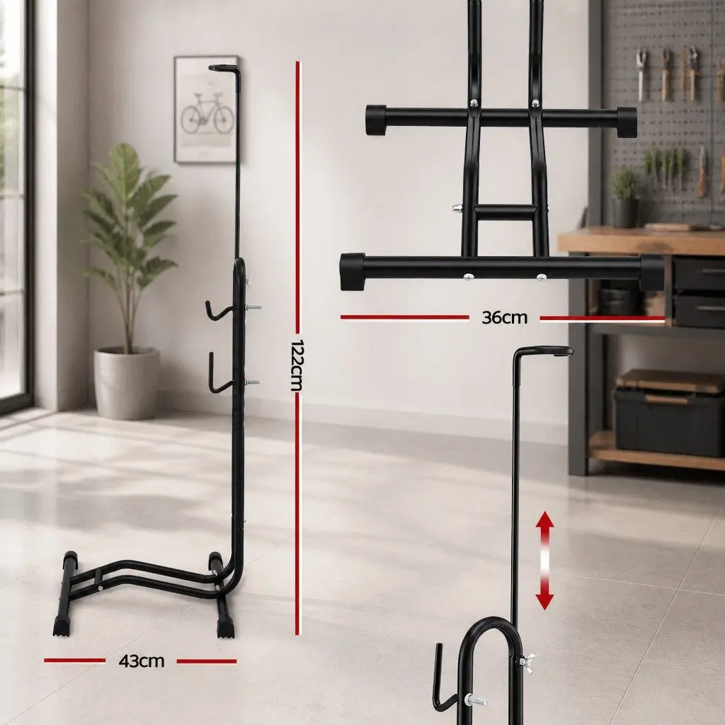 Bike Parking Stand 4-in-1 Vertical Floor Storage Rack for 24"-27.5" Bicycles