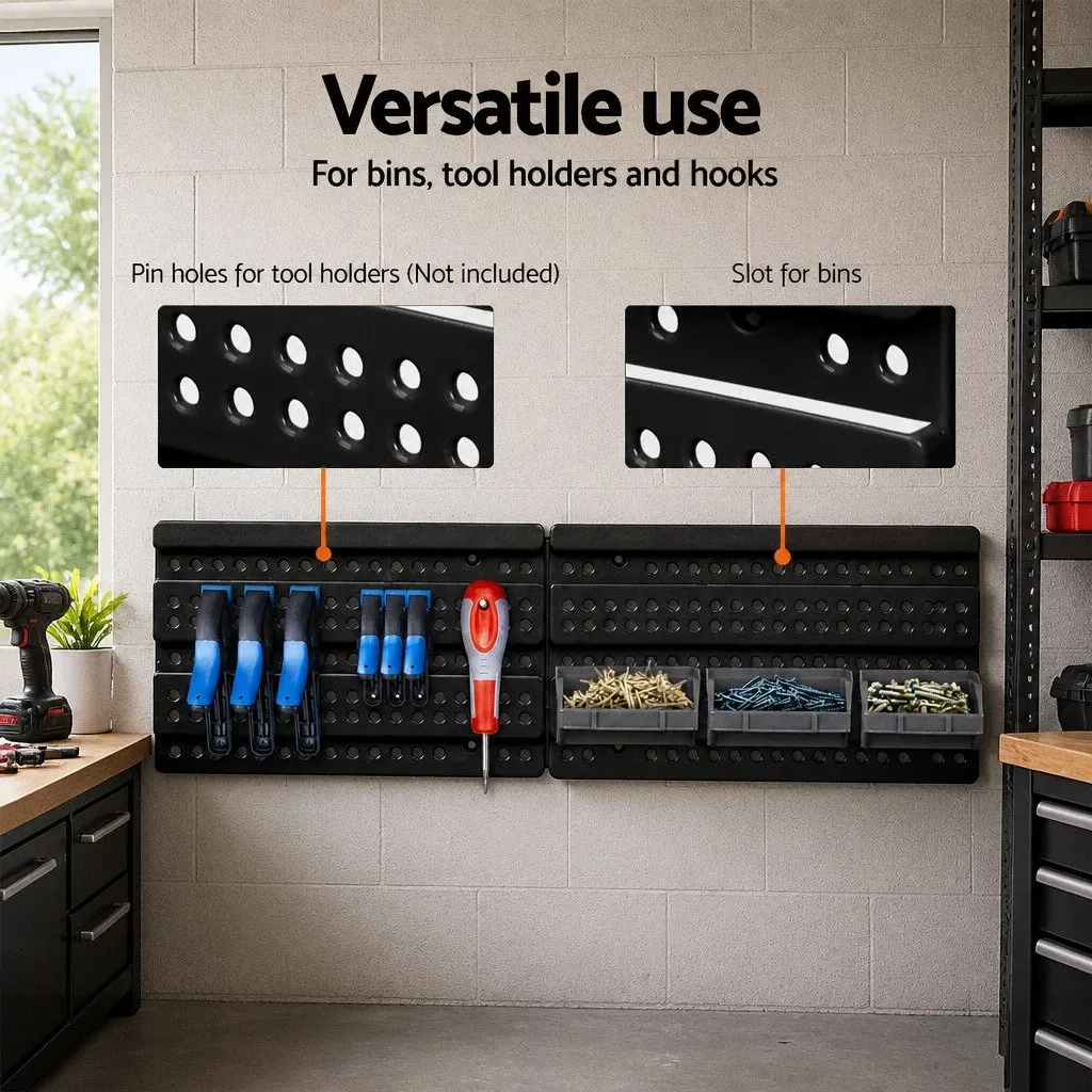 30 Bin Wall Mounted Storage Rack Organiser Tool Holder Detachable Pegboard