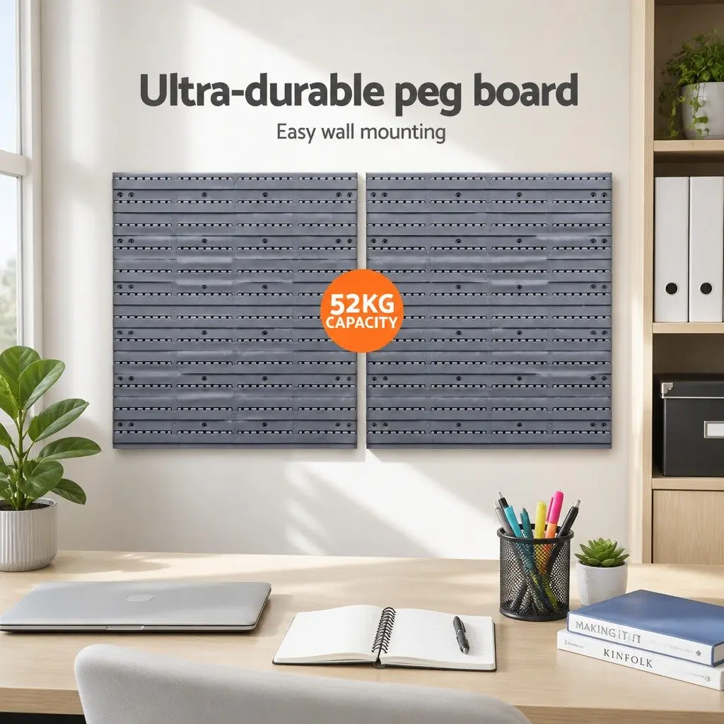 44 Piece Wall Mounted Storage Bin Rack Peg Board Tool Organizer Detachable Bins