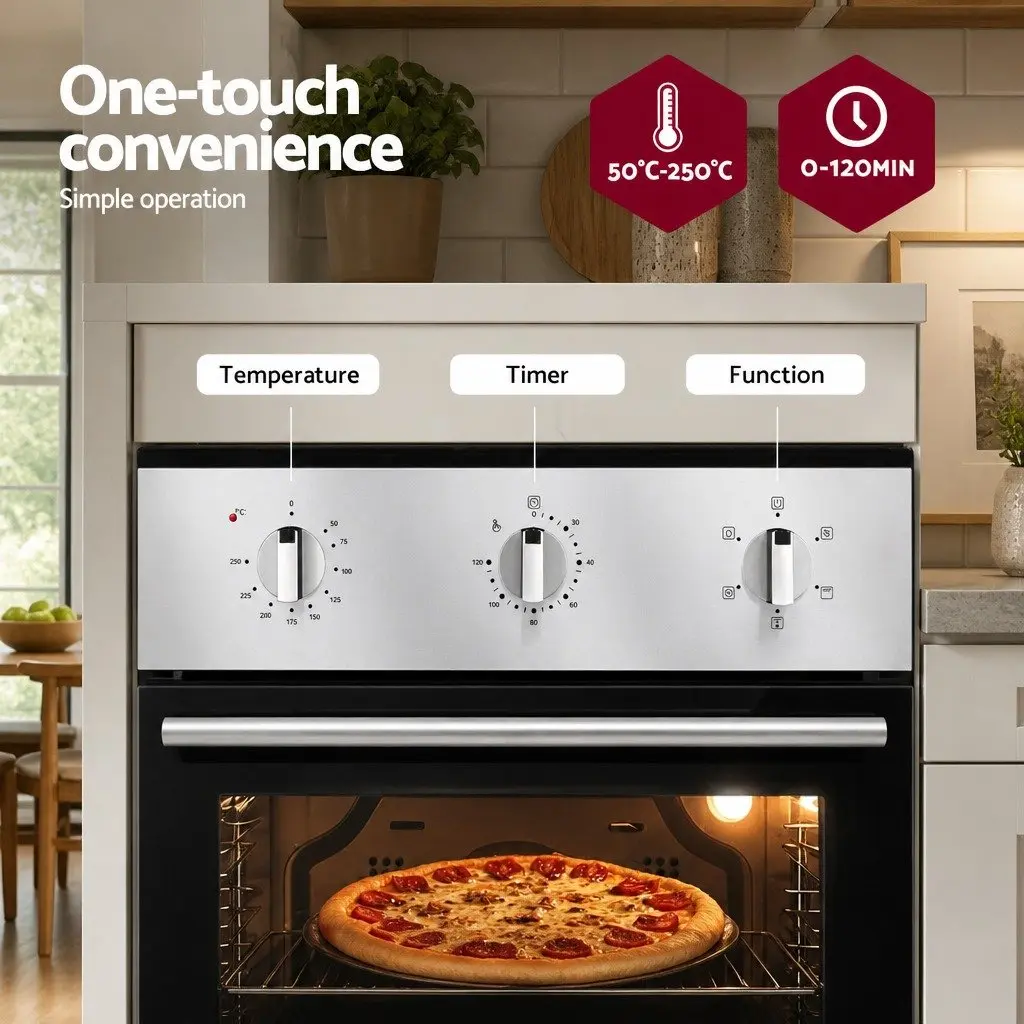 60cm Electric Built-in Wall Oven 70L Silver Stainless Steel Kitchen Appliance