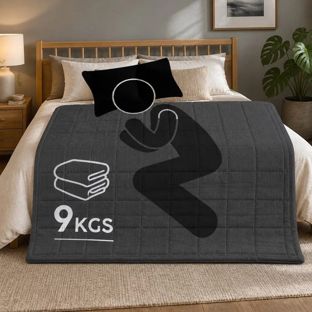 Weighted Blanket Double Size 9KG Adults Grey Cotton