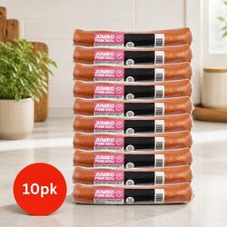 Jumbo Pork Rolls Dog Chews - 10 Pack for Large Breeds
