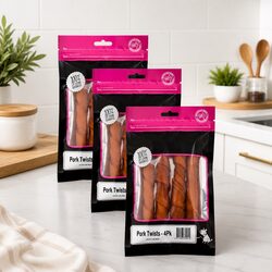 Natural Pork Twists Dog Treats - 3 x 4 Pack Specifications