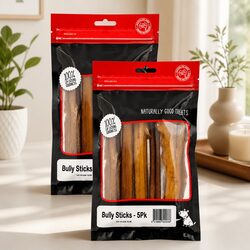 Natural Beef Bully Sticks Dog Chew Treats - Specifications Inside