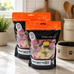 Dog Treats: Mixed Yoghurt Drops 1kg x 2 Pack