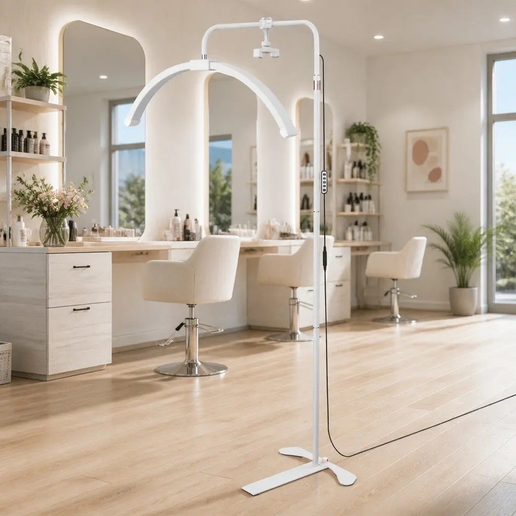 LED Beauty Light Half Moon Makeup Mirror Stand Salon Eyelash Tattoo Extensions