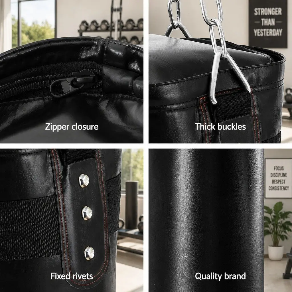 Hanging Boxing Punching Bag Home Gym Training Heavy Bag Black Fitness