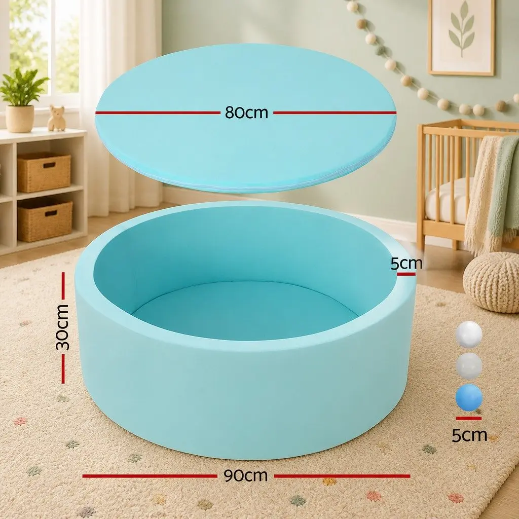 Kids Foam Ball Pit 90cm Blue Play Pool Barrier Toys Children Indoor Playroom