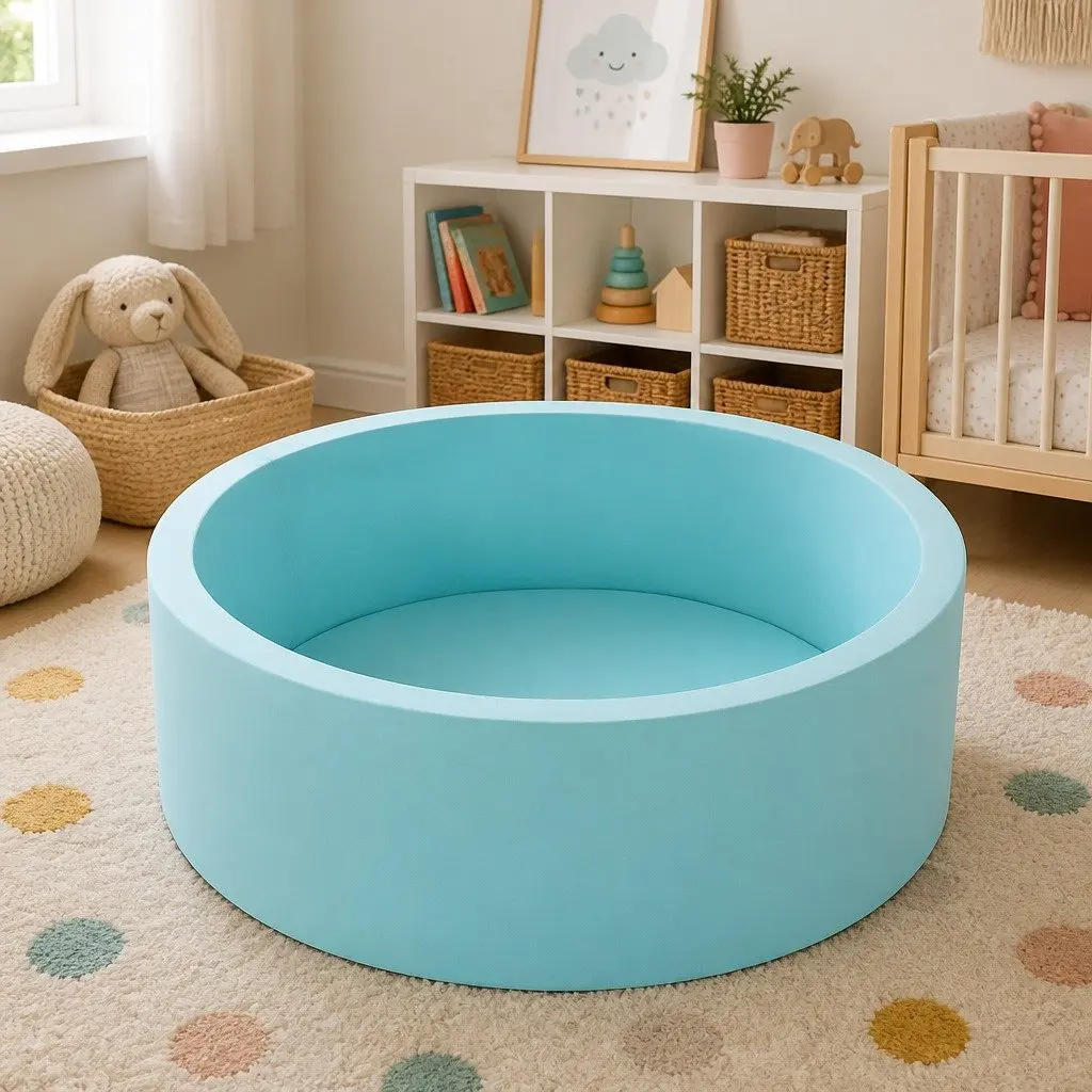 Kids Foam Ball Pit 90cm Blue Play Pool Barrier Toys Children Indoor Playroom